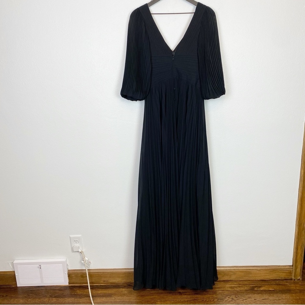 Teri Jon by Rickie Freeman Chiffon Pleated V Neck Gown 209098 - Picture 6 of 8